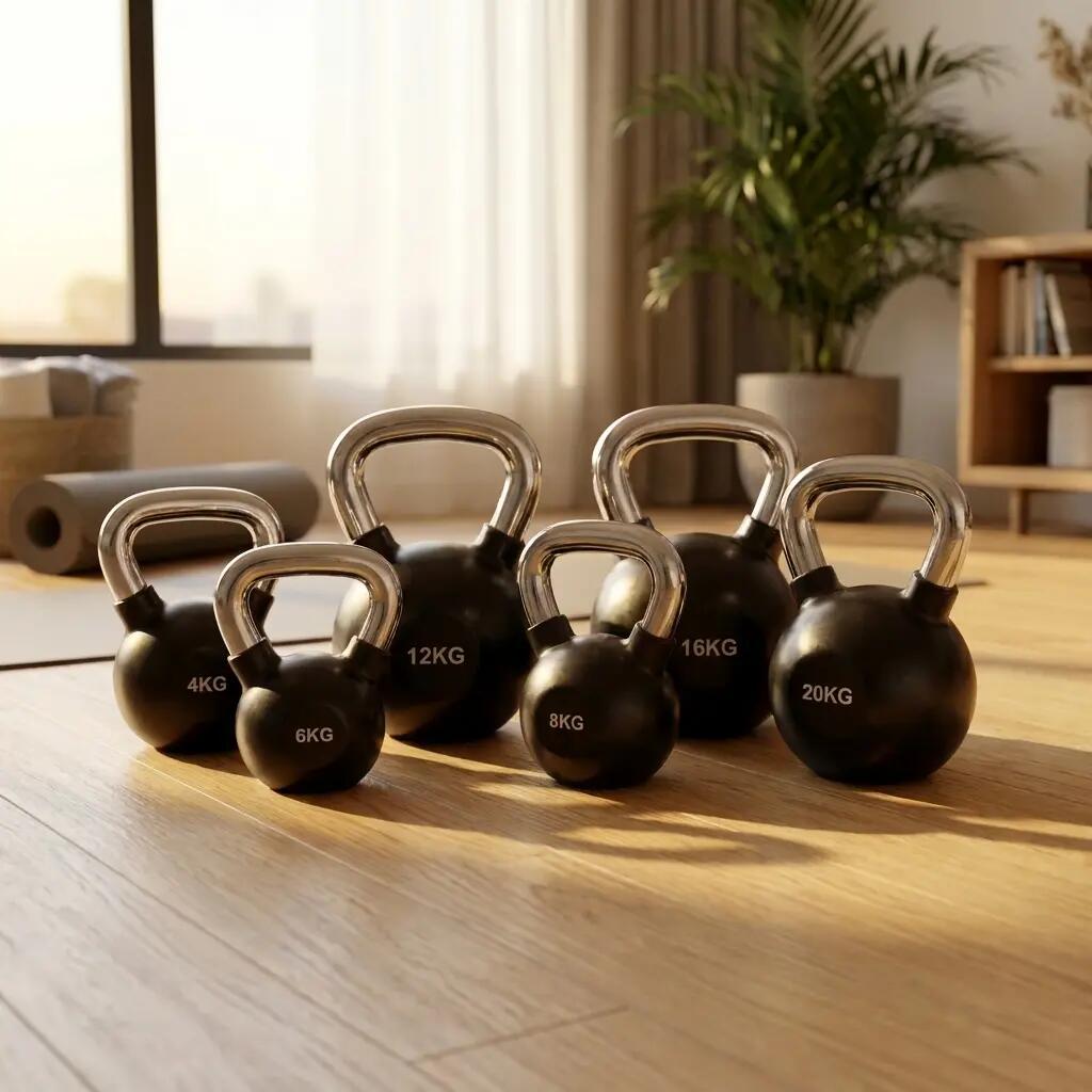 Kettlebell Set 3-teilig gummiert mit Chromgriff für Krafttraining 5/7