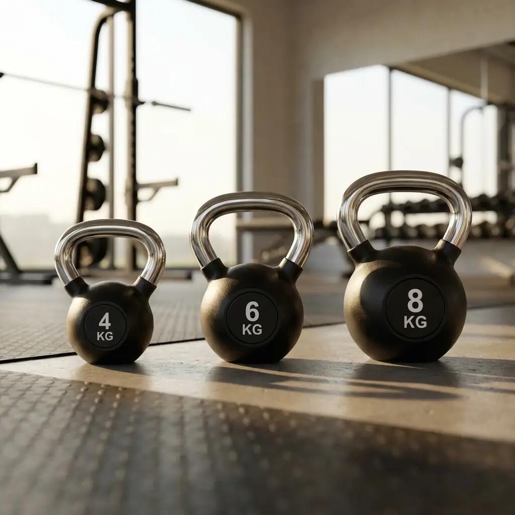 Kettlebell Set 3-teilig gummiert mit Chromgriff für Krafttraining 2/7