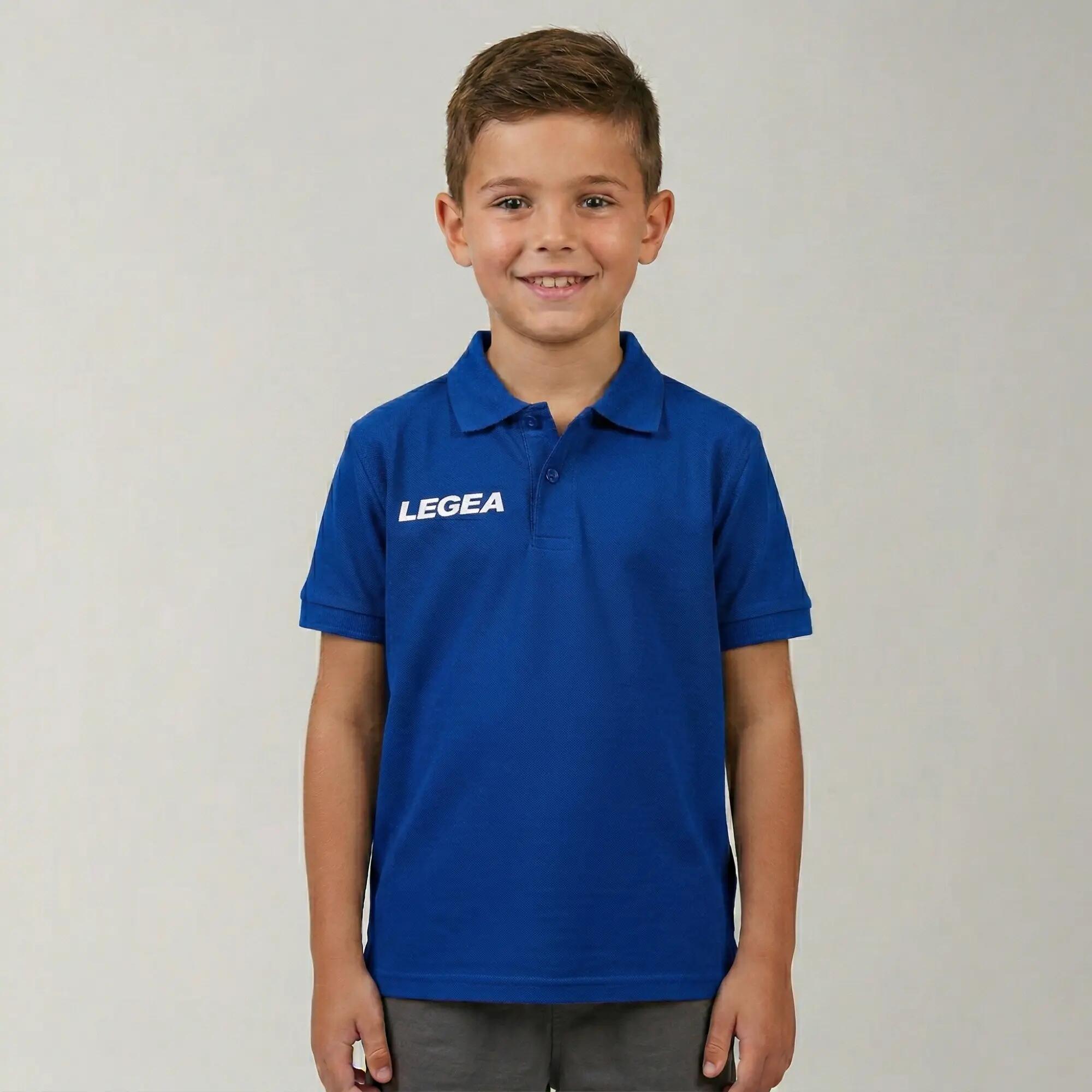 Junior Outdoor Polo 100% Bumbac Pique Traspirant Azzurro