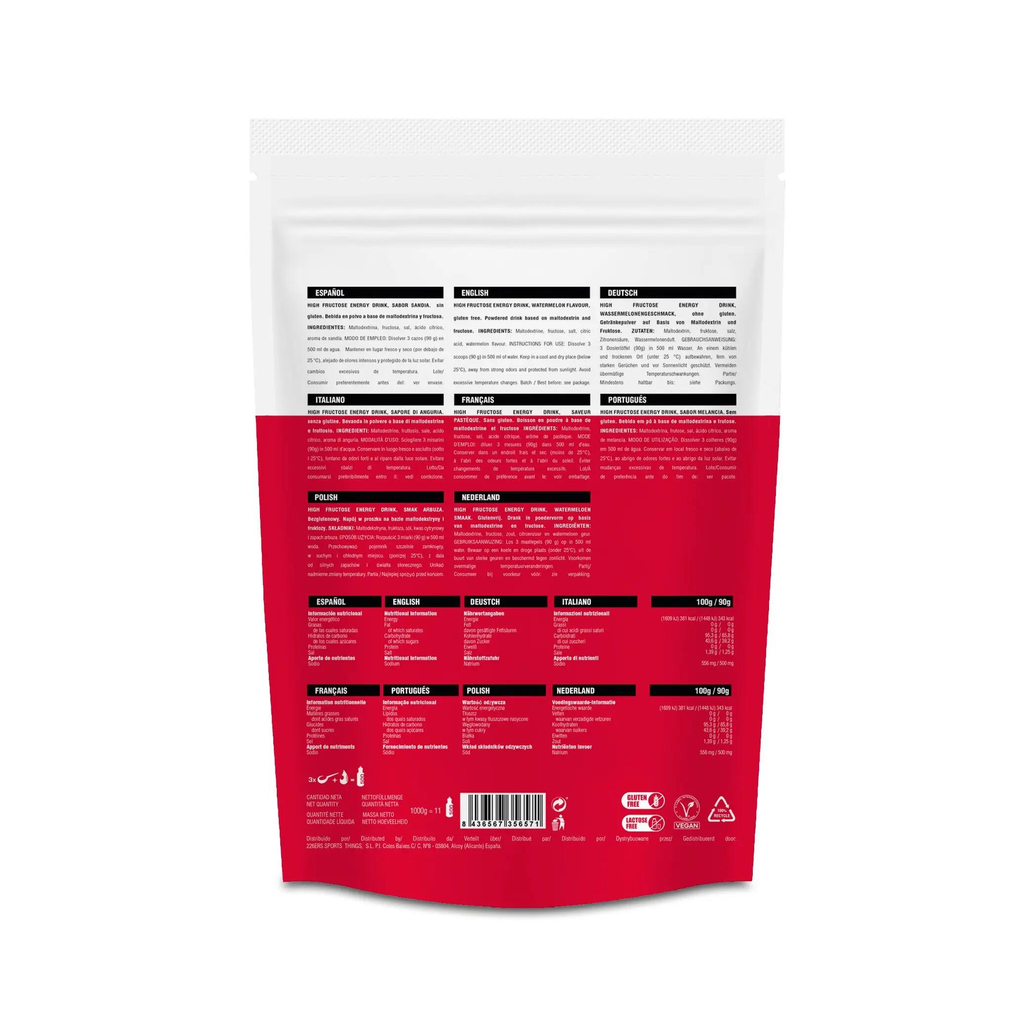 HIGH FRUCTOSE ENERGY DRINK 1Kg NEUTRAL 6/6