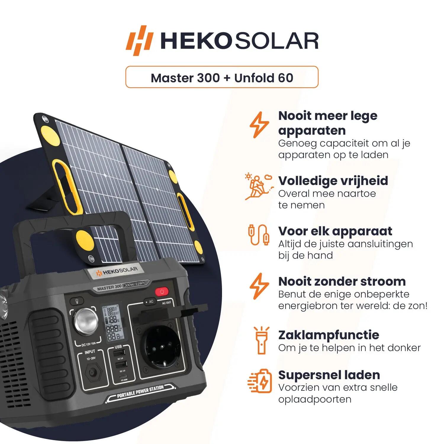 Powerstation Master 300 + Portable Solar Panel Unfold 60 3/15