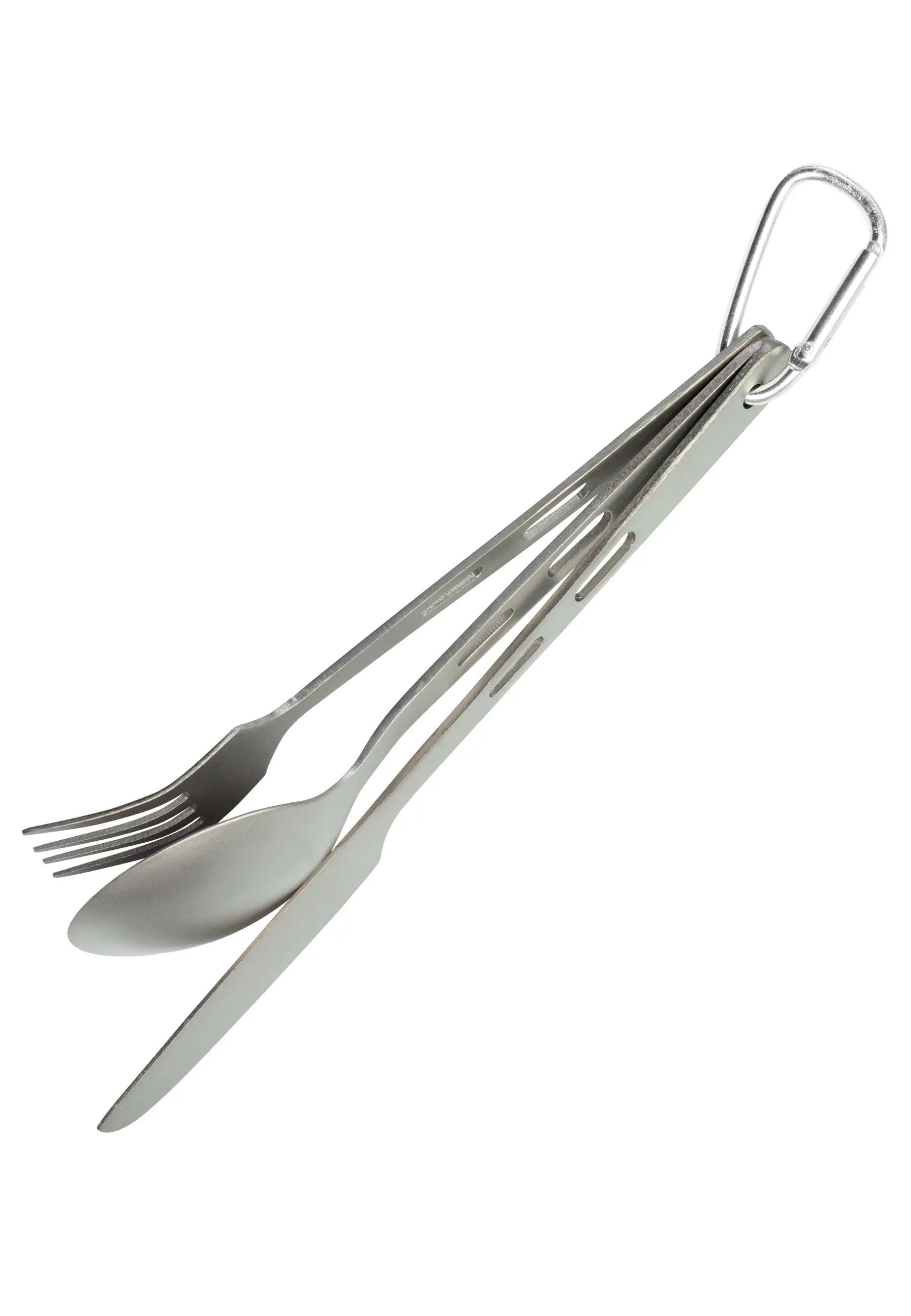 Ultraleichtes Titan Campingbesteck 3-teilig mit Karabiner - OneSize 3/7