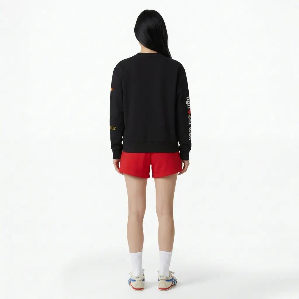 Sweater unisexe vélo décontracté col rond Classic noir 6/7