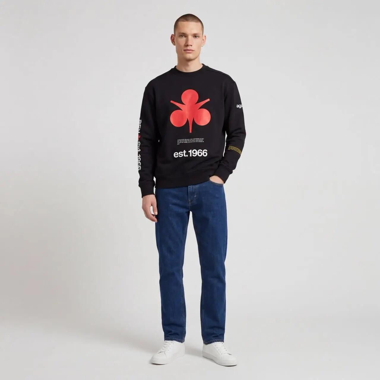 Sweater unisexe vélo décontracté col rond Classic noir 3/7