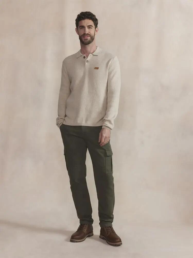 Polo - Casual - Homme - Manches longues, col boutonné - RAELLPOL - Beige 2/5