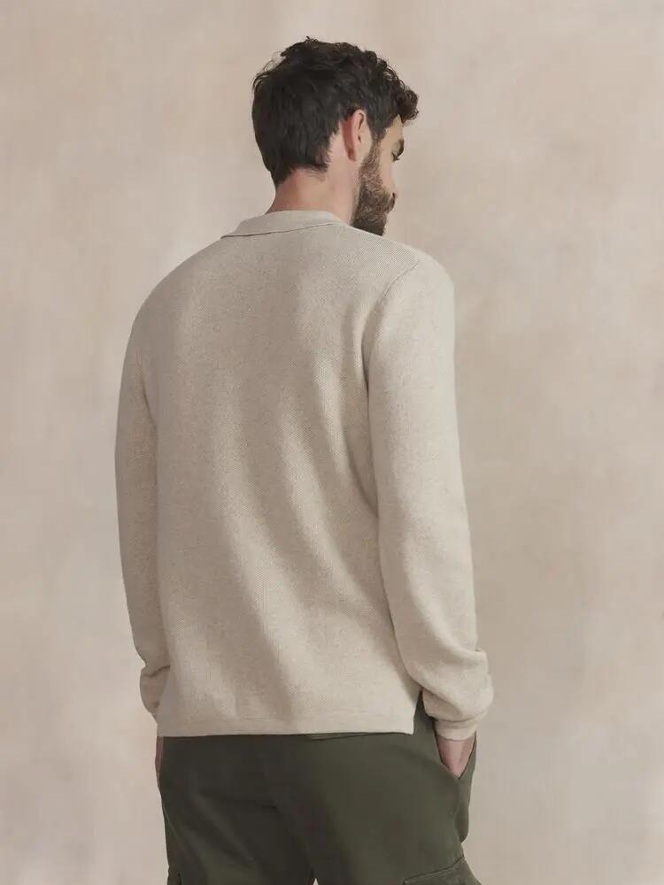 Polo - Casual - Homme - Manches longues, col boutonné - RAELLPOL - Beige 5/5