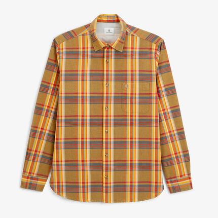 Chemise manches longues chevron carreaux jaune moutarde