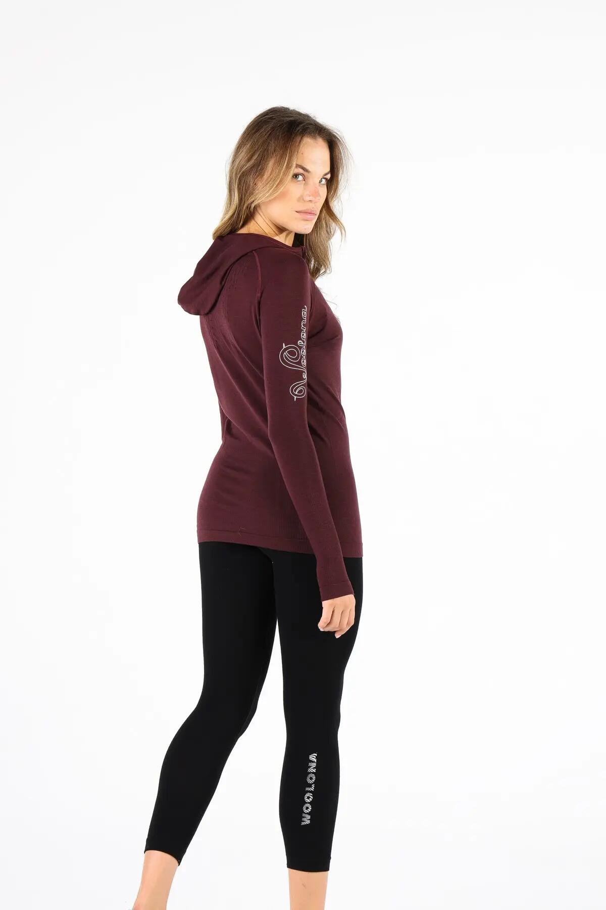 Docca - Sportowa Bluza z Kapturem, Bezszwowa, S, Ciemnoczerwony 4/4