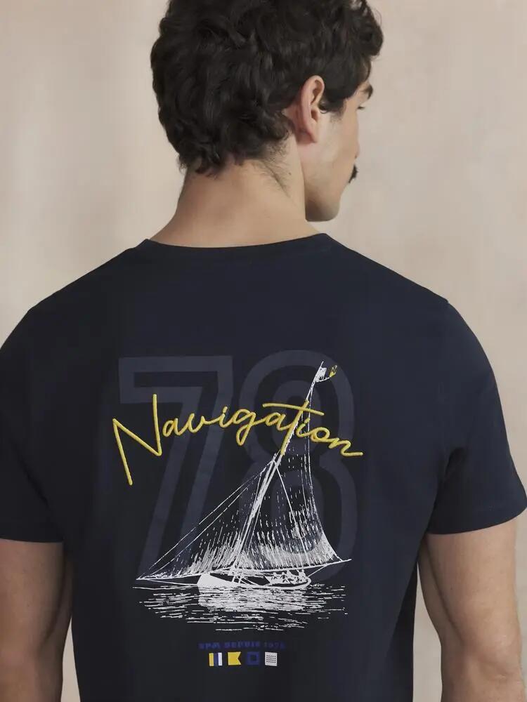 T-shirt - Sport - Homme - Col rond, manches courtes - LUKENTEE - Marine 3/5
