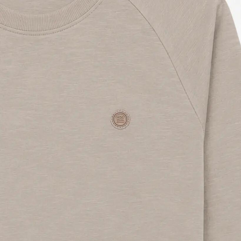 T-shirt manches longues col rond coton beige travertin 3/3