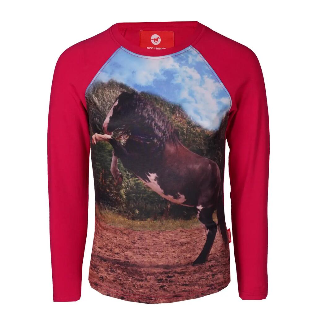 Long sleeve T-shirt Red Horse Pixel