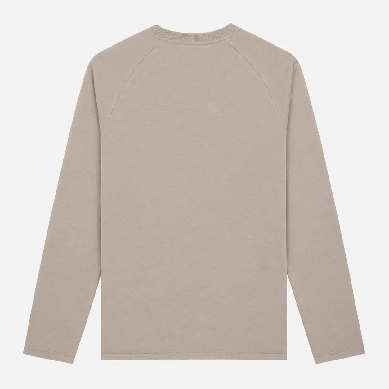T-shirt manches longues col rond coton beige travertin 2/3