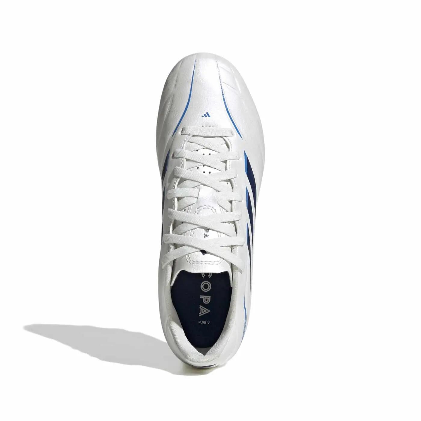 Crampons Adidas Copa Pure IV Club FG/MG Enfant Blanc et bleu 4/7