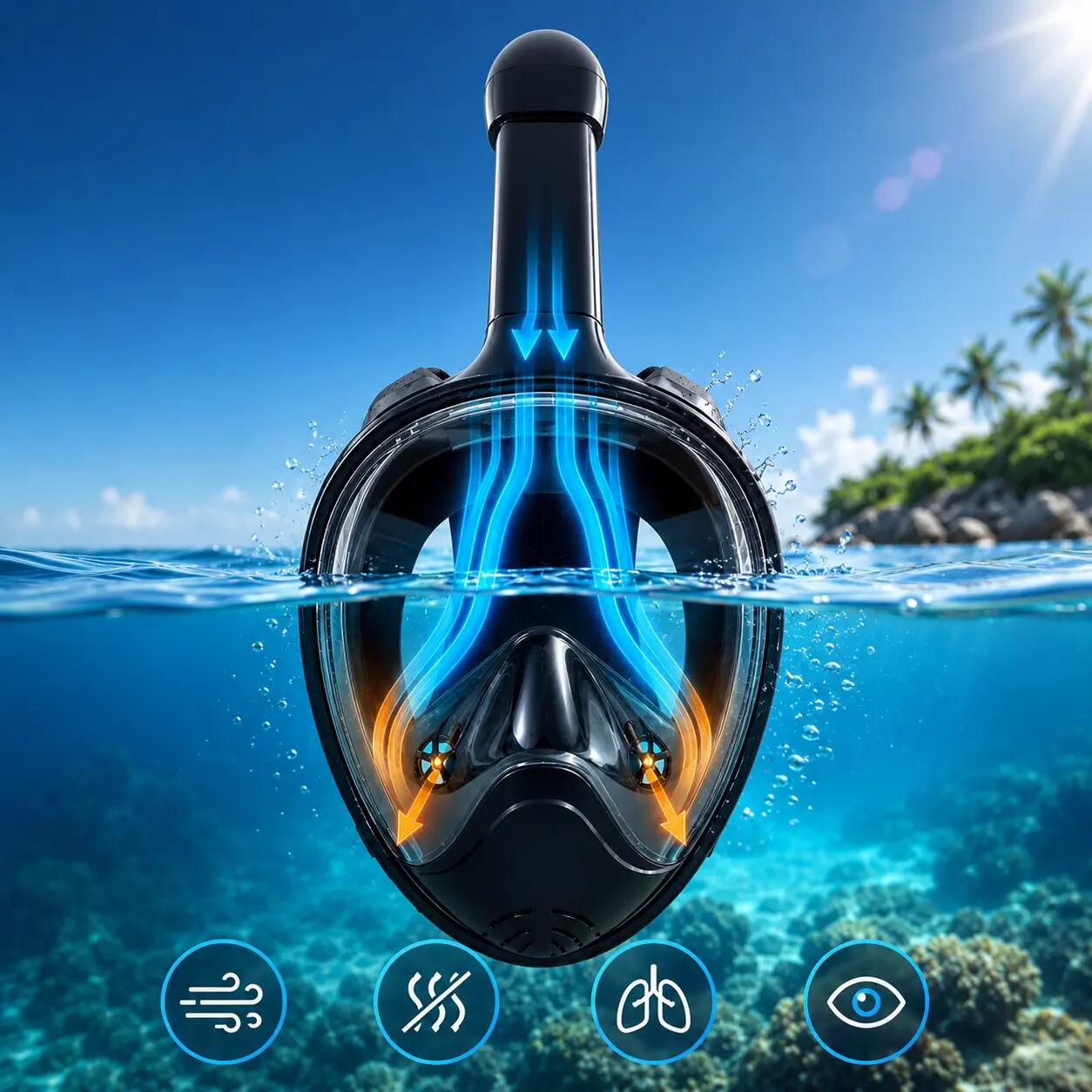 Maska Do Nurkowania Weep Dive-YSE Snorkeling Panoramiczna No Fog 8/13