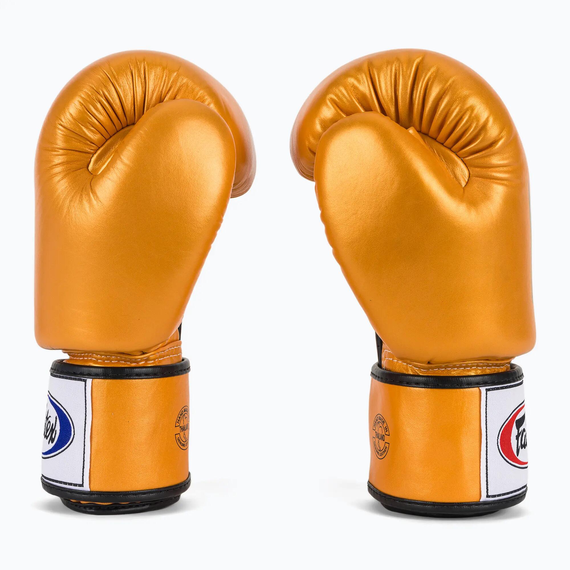 Luvas de boxe Fairtex em couro genuíno BGV19 douradas, 14 oz 4/7