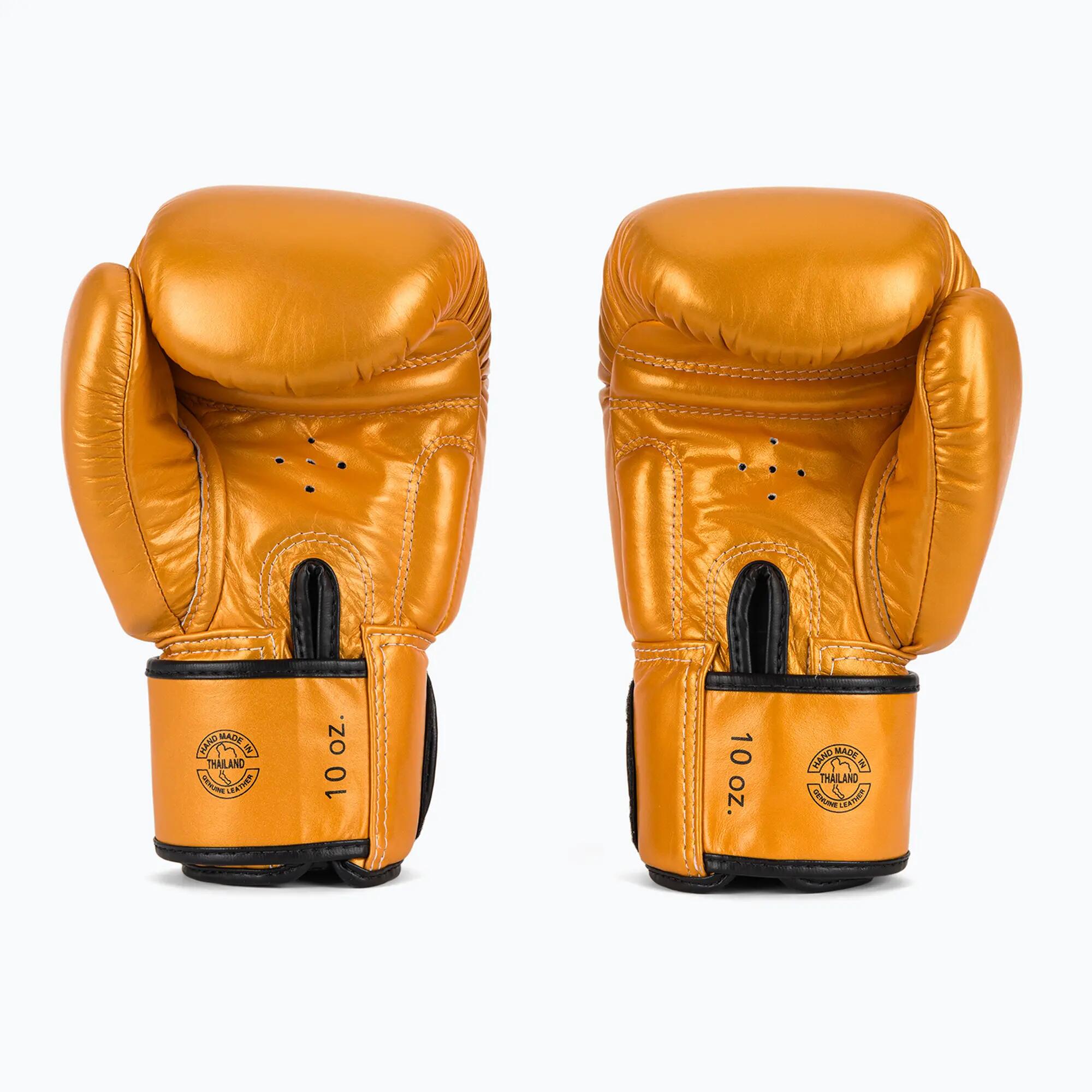 Luvas de boxe Fairtex em couro genuíno BGV19 douradas, 14 oz 3/7
