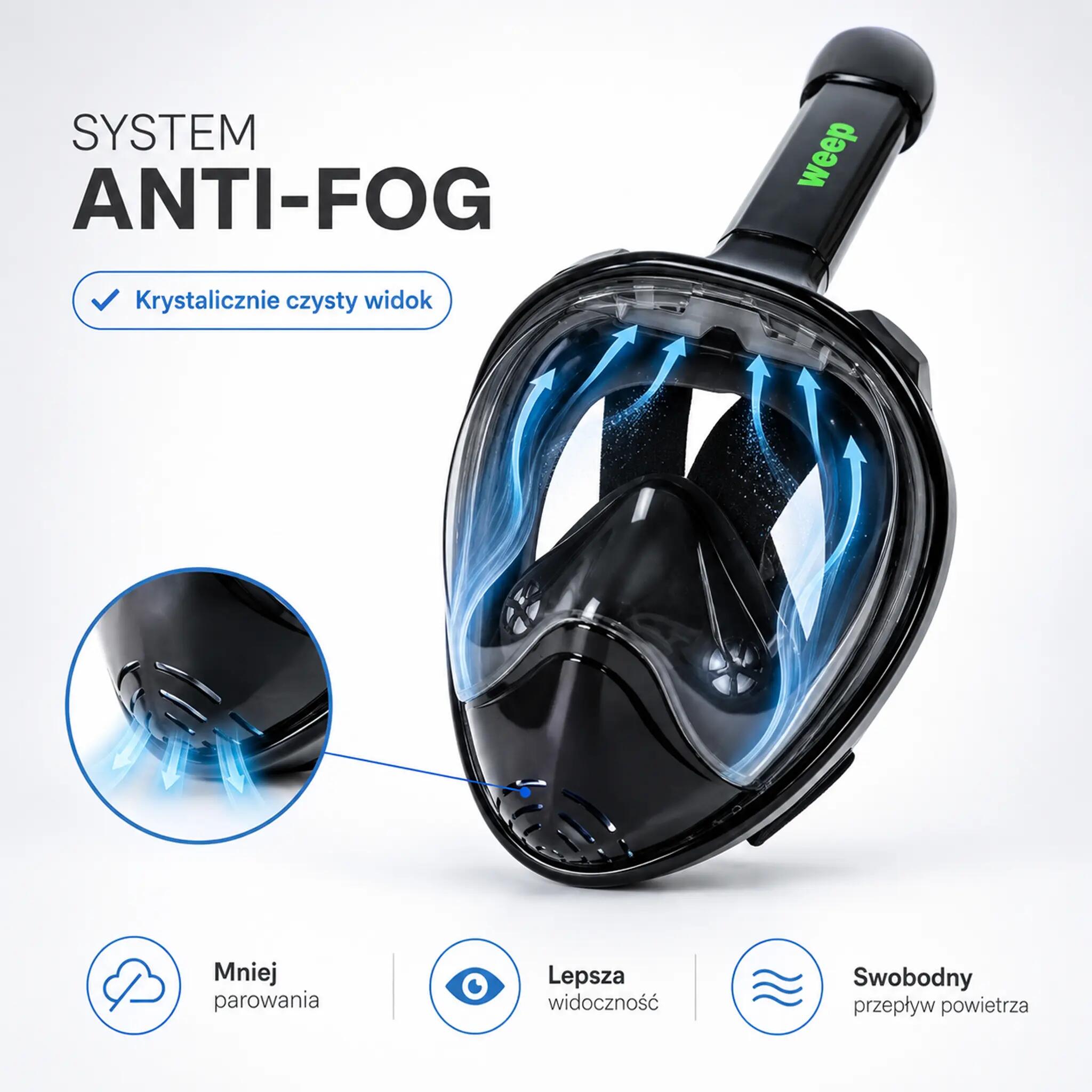 Maska Do Nurkowania Weep Dive-YSE Snorkeling Panoramiczna No Fog 6/13