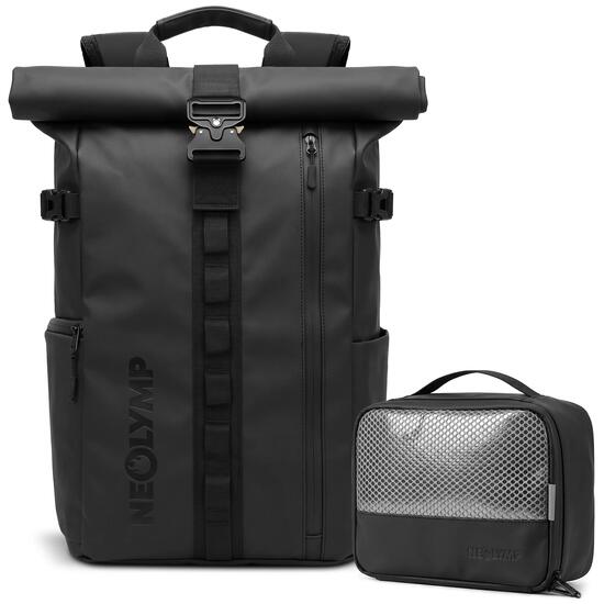 Rolltop rugzak met laptopvak, wet case en rugzijdetoeg ang waterdicht