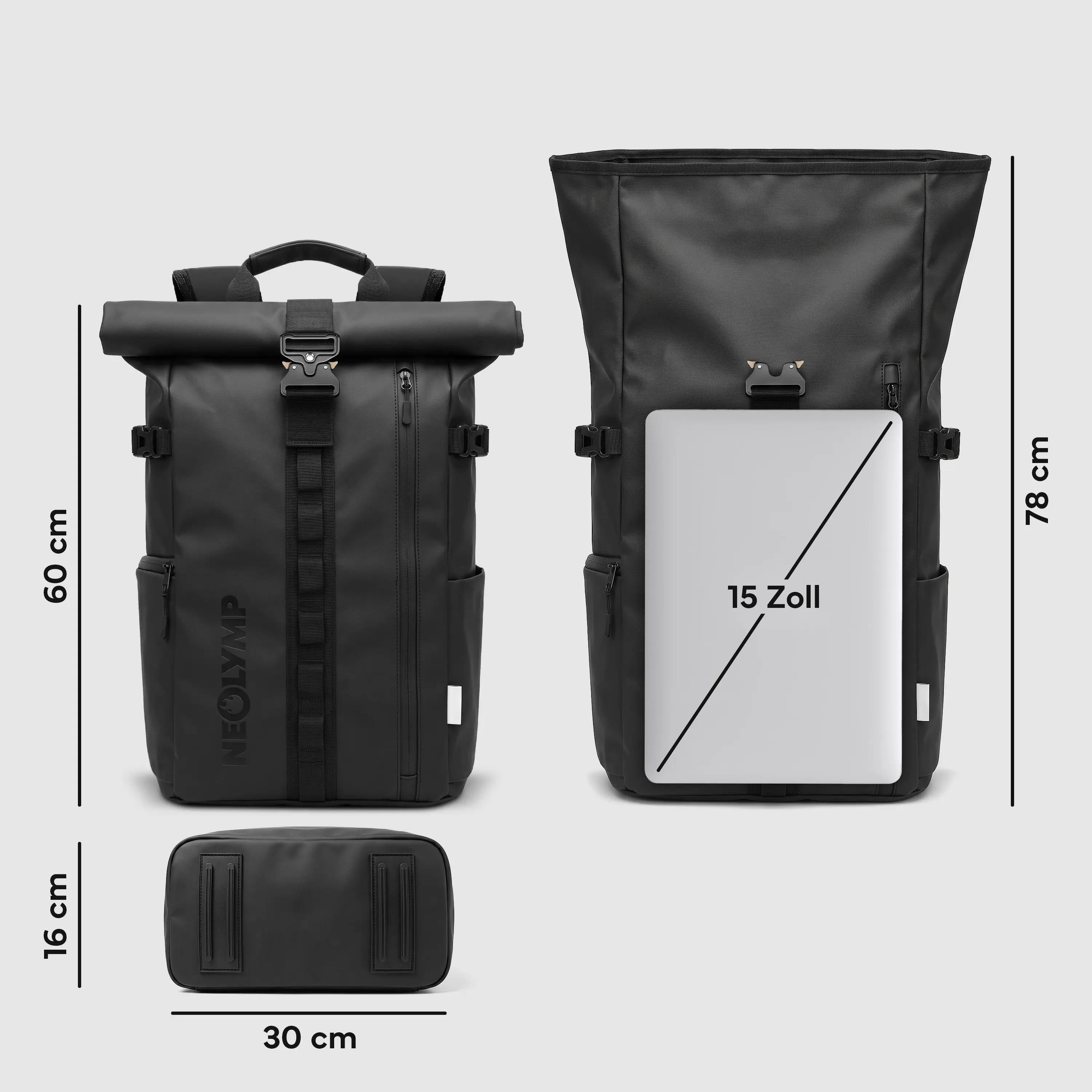 Zaino Rolltop impermeabile con scomparto laptop e accesso dorsale 2/15