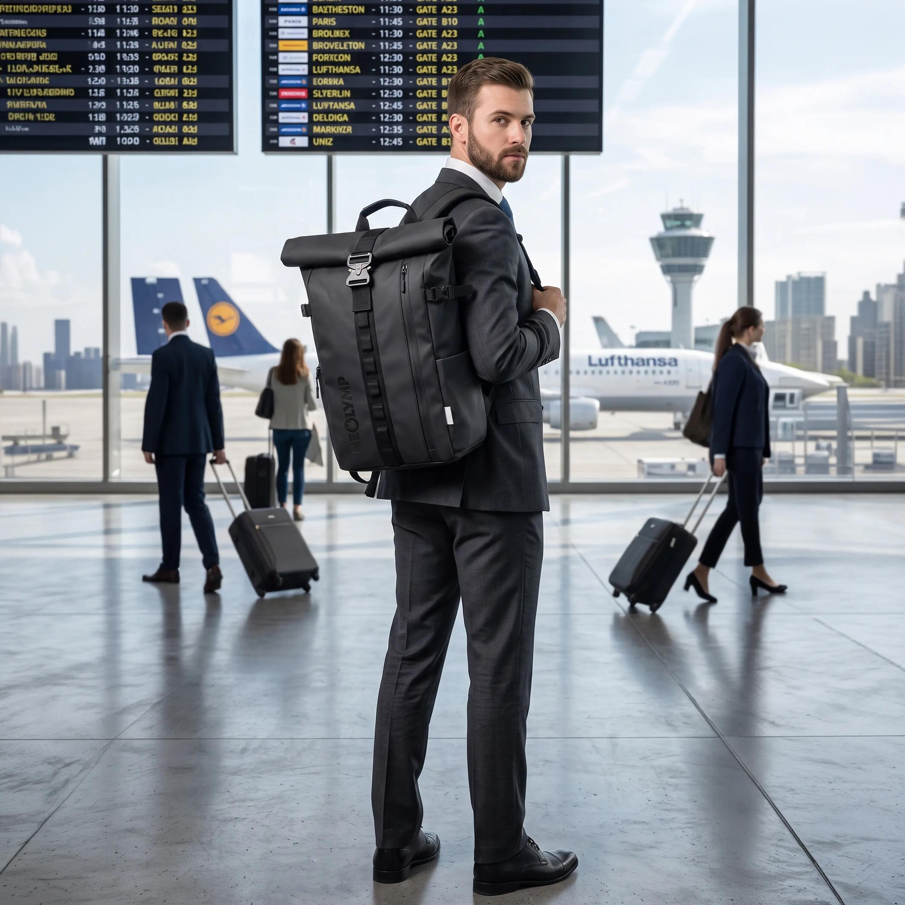 Zaino Rolltop impermeabile con scomparto laptop e accesso dorsale 10/15