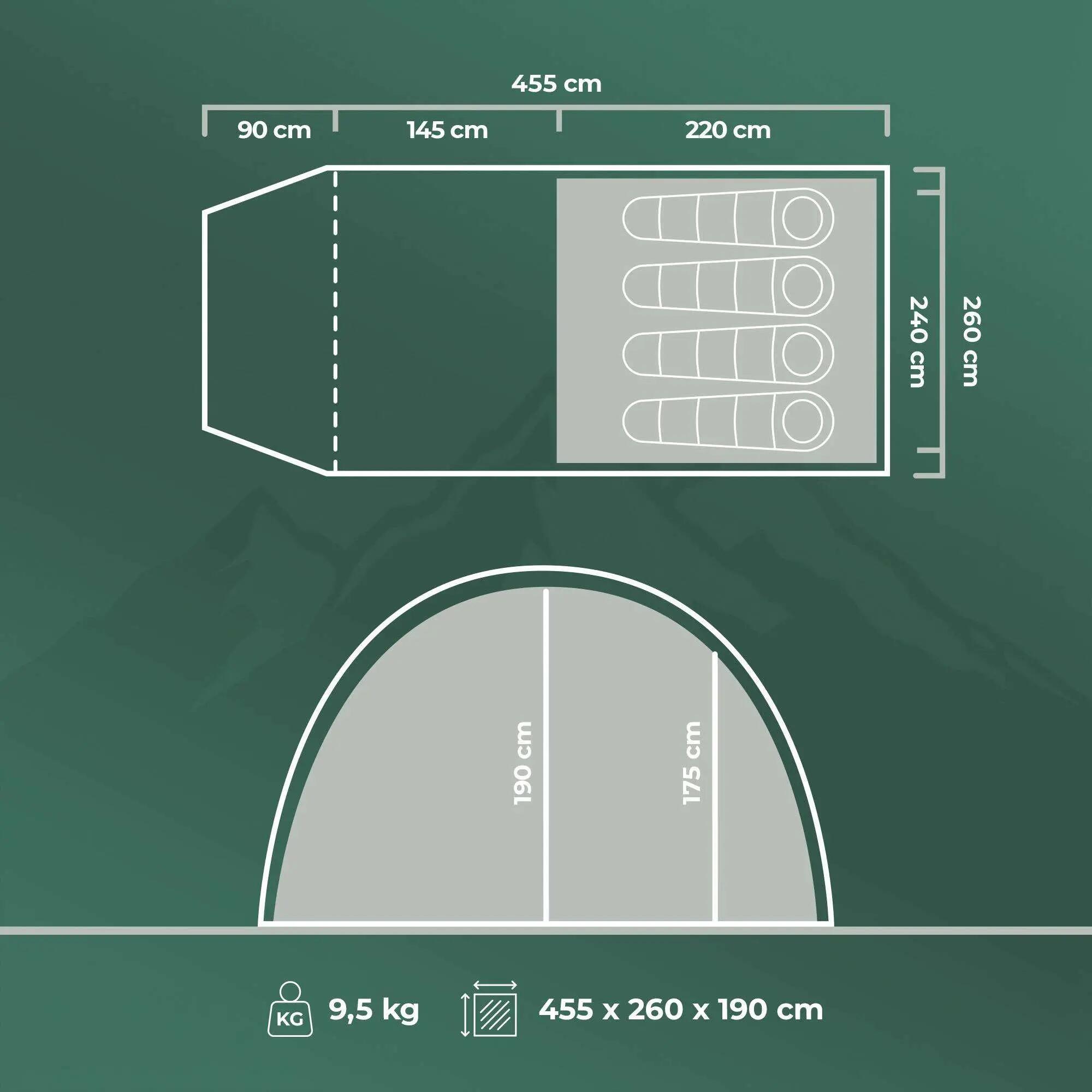 Tenda da campeggio 4 posti KADVA Kavio 4 2/8
