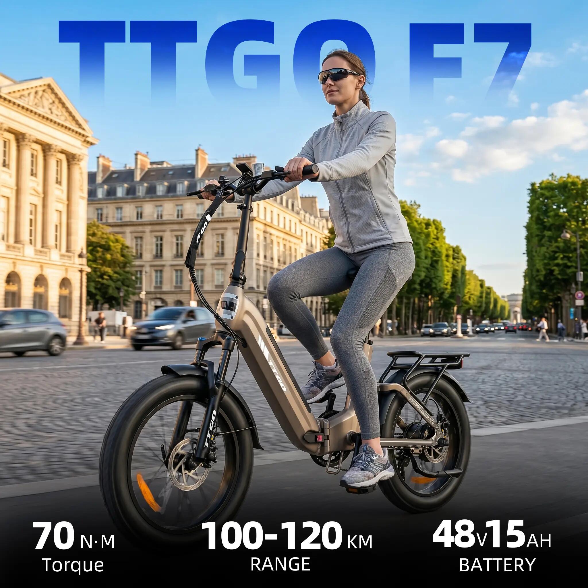 Elektrische fiets voor volwassenen TTGO F7 batterij 48V 15Ah banden 20 inch 7/15