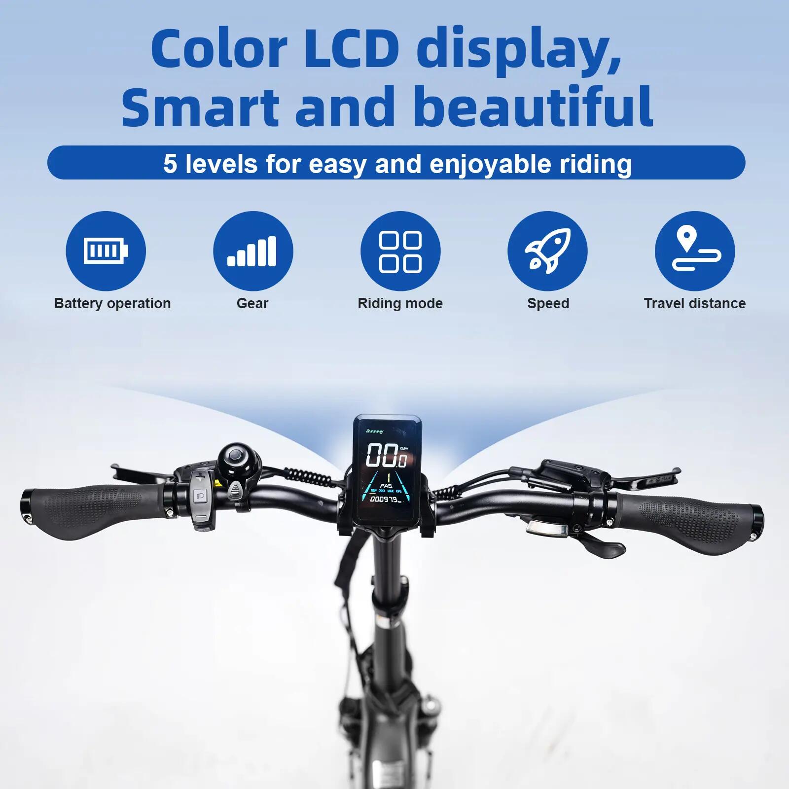 Elektrische fiets voor volwassenen TTGO F7 batterij 48V 15Ah banden 20 inch 14/15