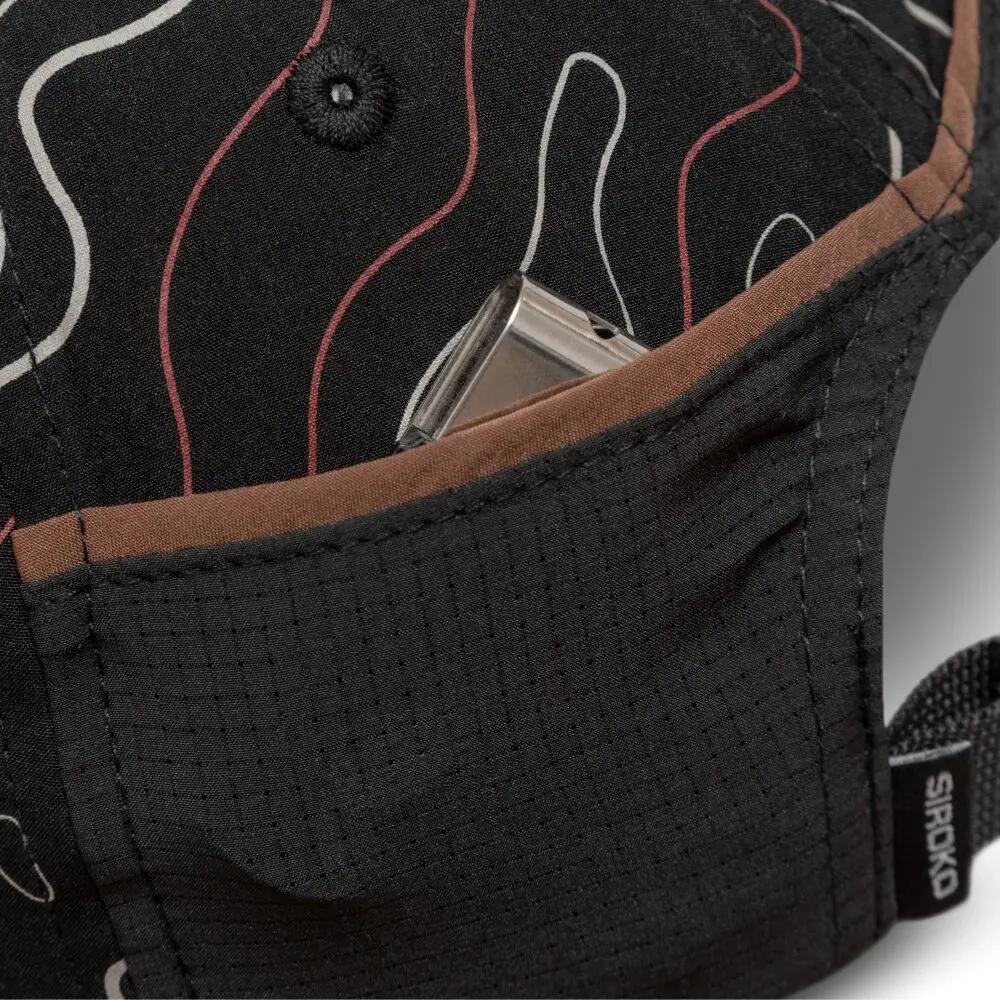 Heren en Dames technische wandelpet met zakjes Whitney 5 panel Black Zwart 5/6