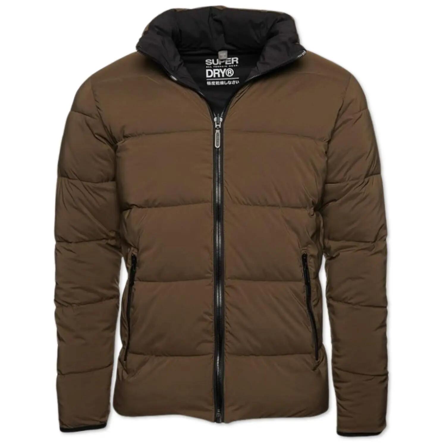 Superdry Bedruckte doppelseitige braune schwarze isolierte Steppjacke für Herren 7/7