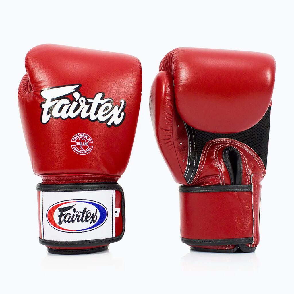 Боксови ръкавици Fairtex от естествена кожа BGV1 дишащи червени 14oz