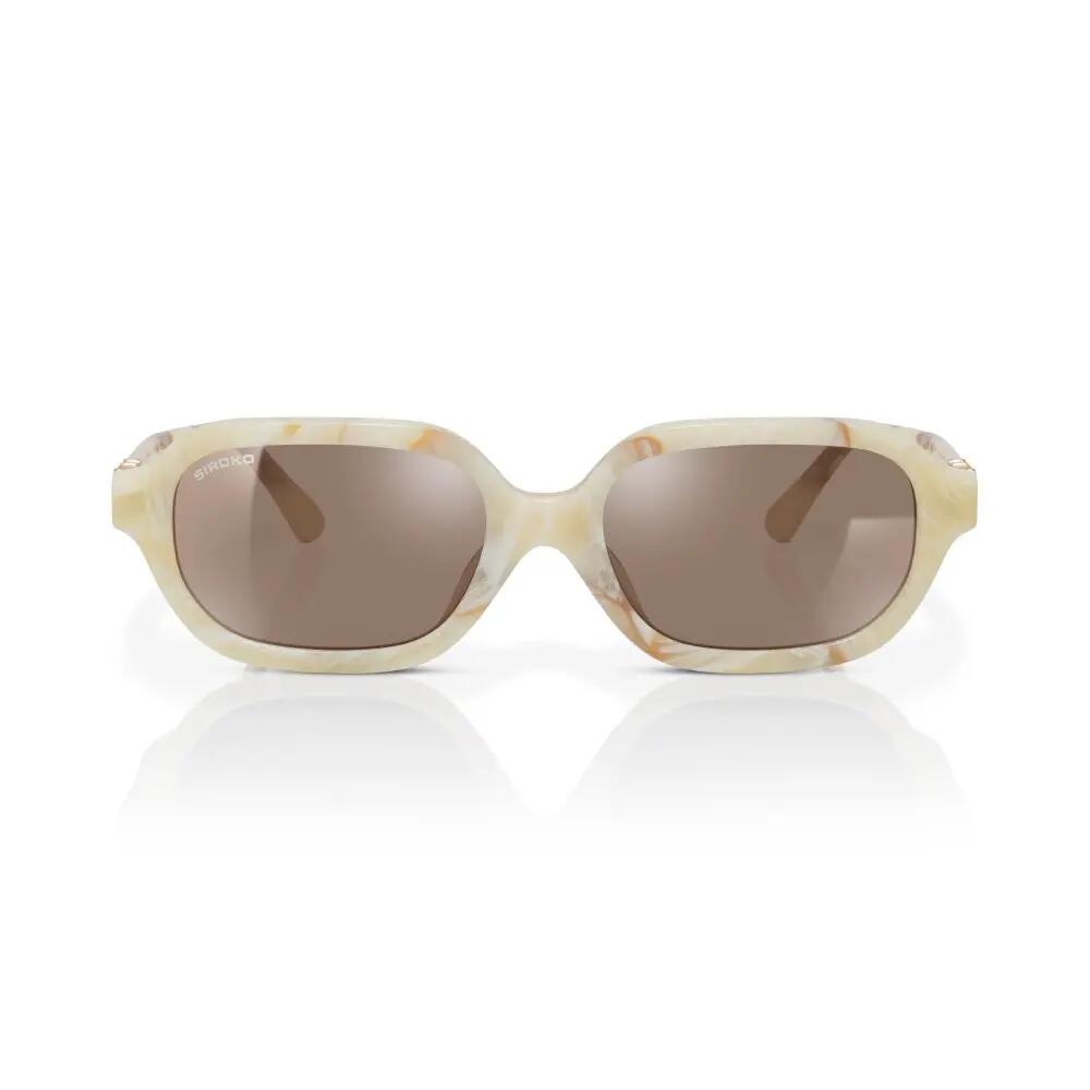 Lunettes de soleil polarisées rectangulaires Homme et Femme Oblong White Blanc 3/6