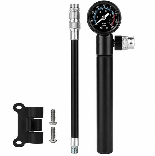 Mini fietspomp met manometer 160 PSI - Aluminium - Presta en Schrader