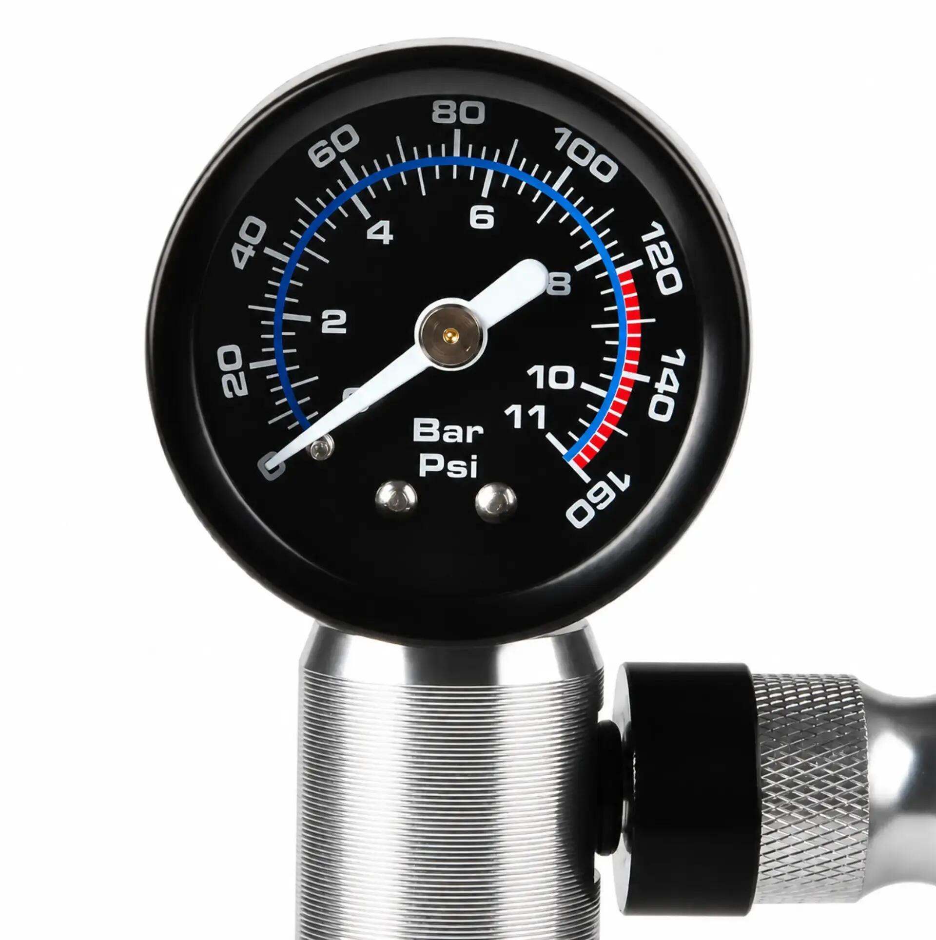 Mini fietspomp met manometer 160 PSI - Aluminium - Presta en Schrader 4/5