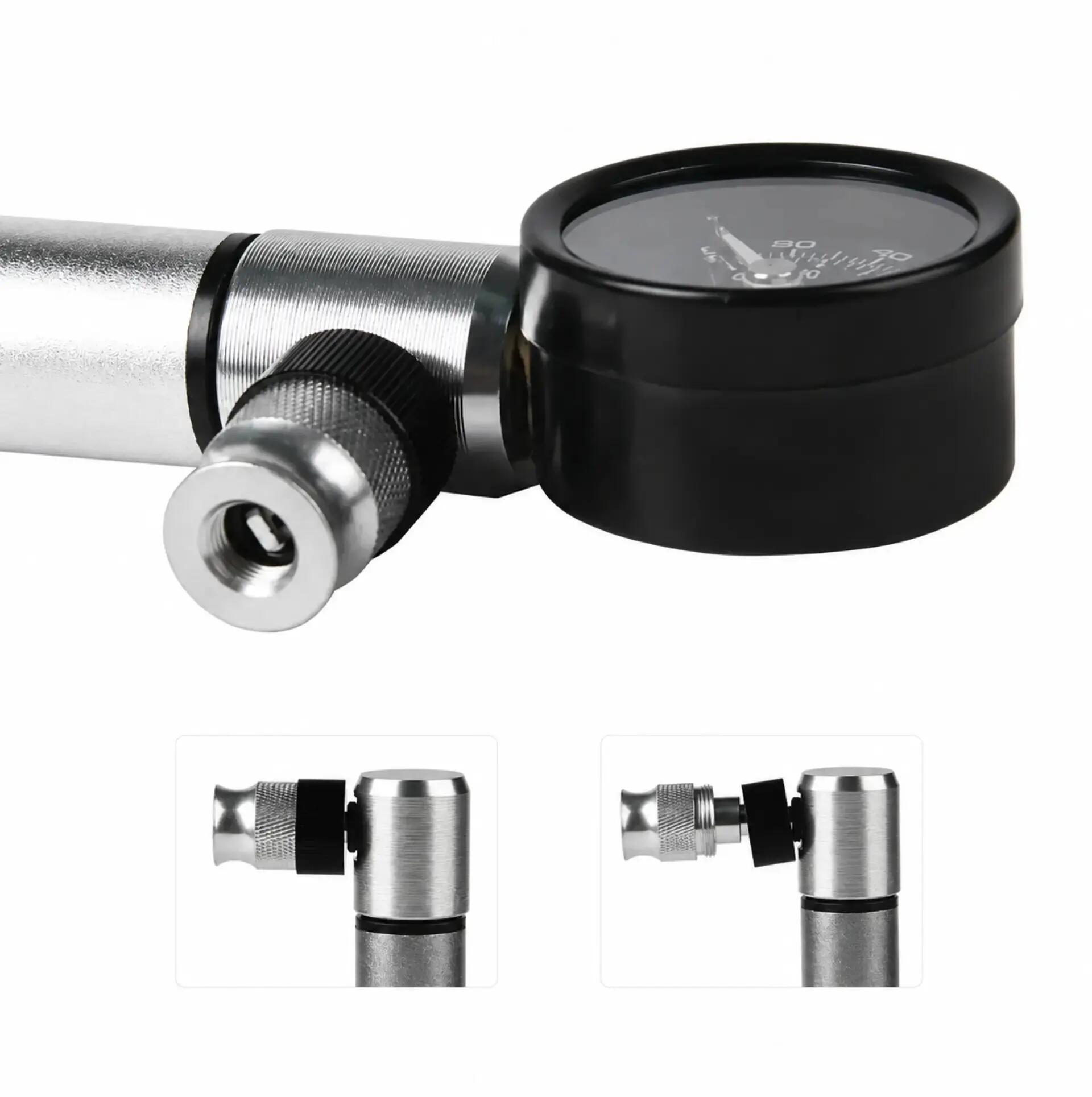 Mini fietspomp met manometer 160 PSI - Aluminium - Presta en Schrader 2/5