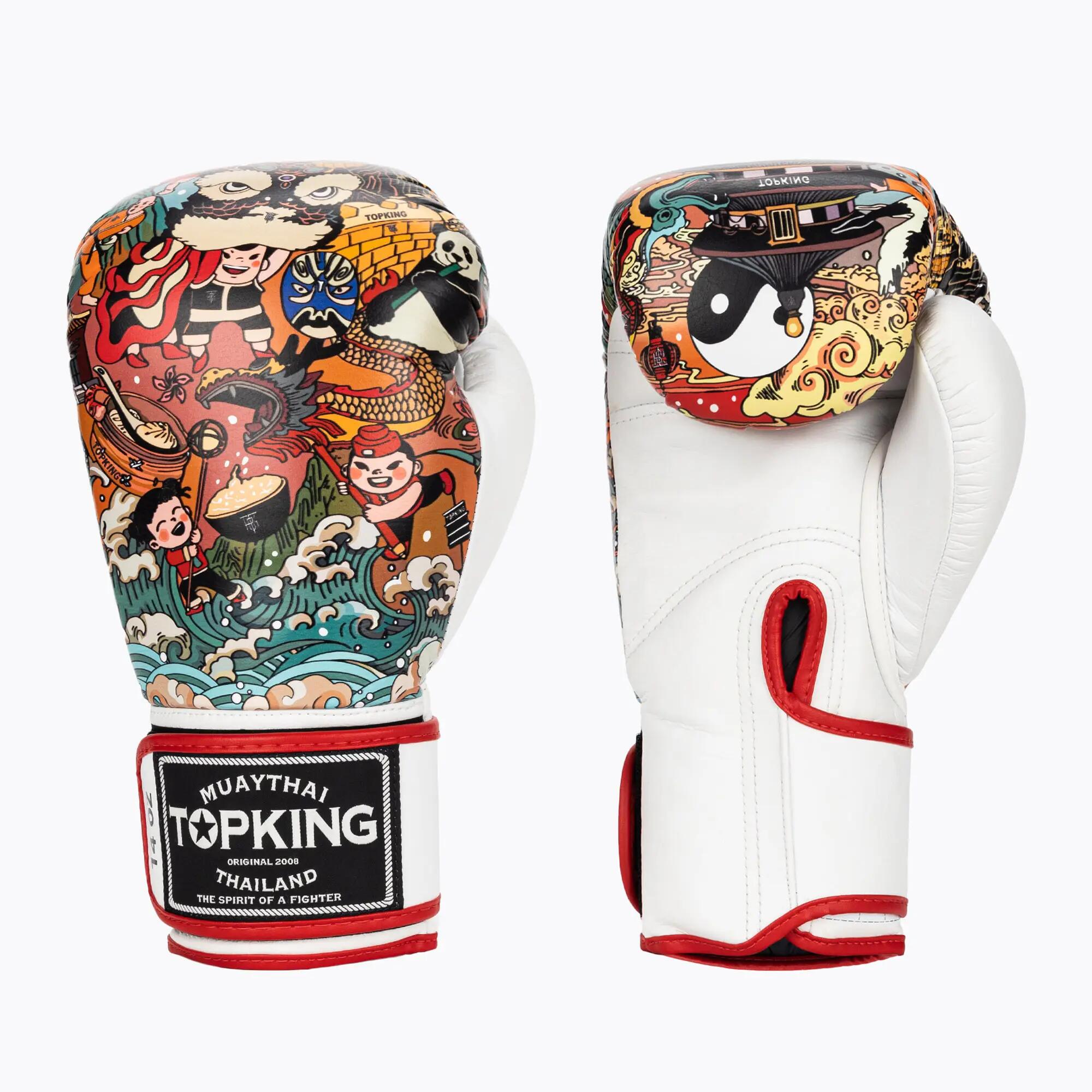 Mănuși de box Top King Boxing Culture alb/roșu TKBGCT-SL-1C1