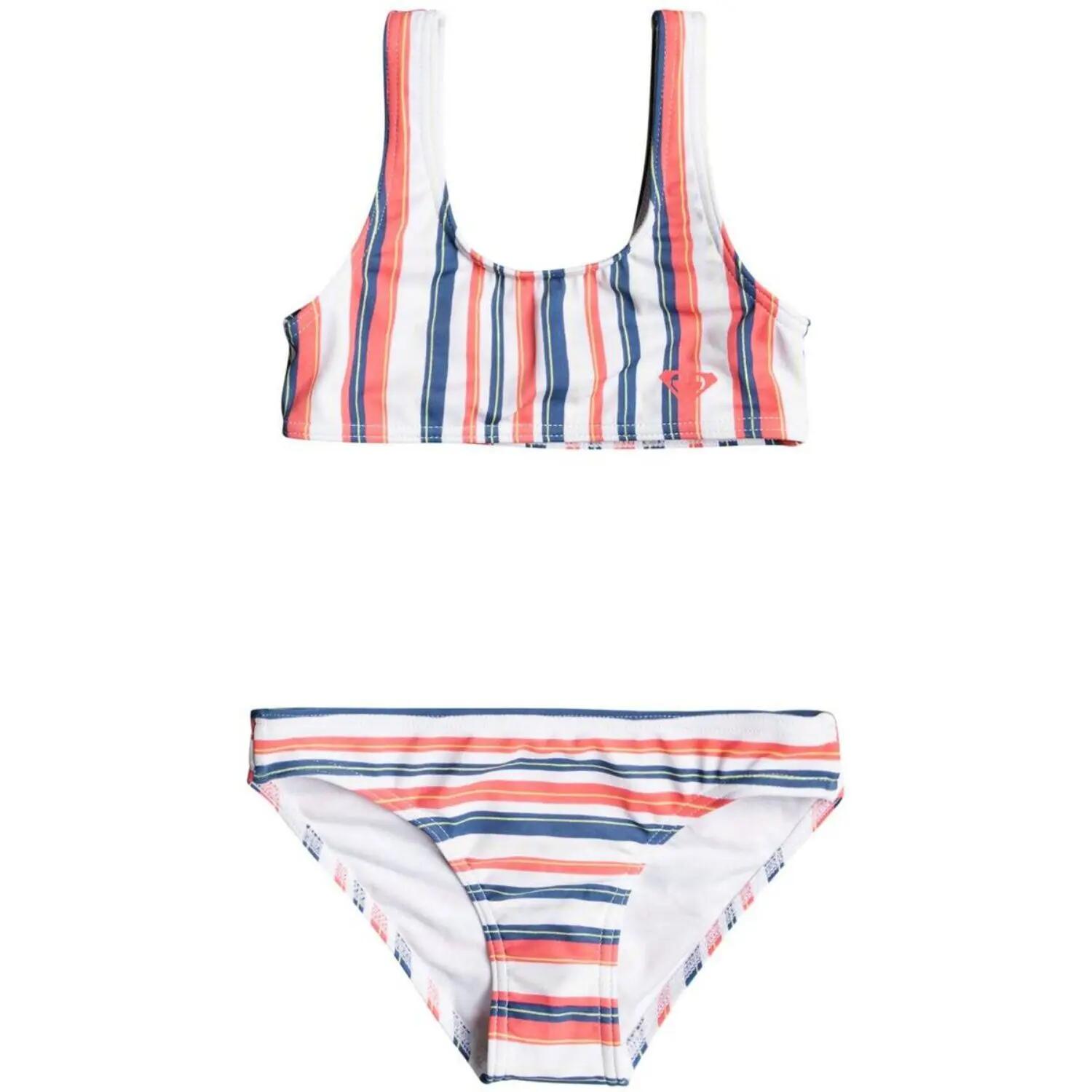 Costum de baie Roxy pentru fete, din două piese, în dungi