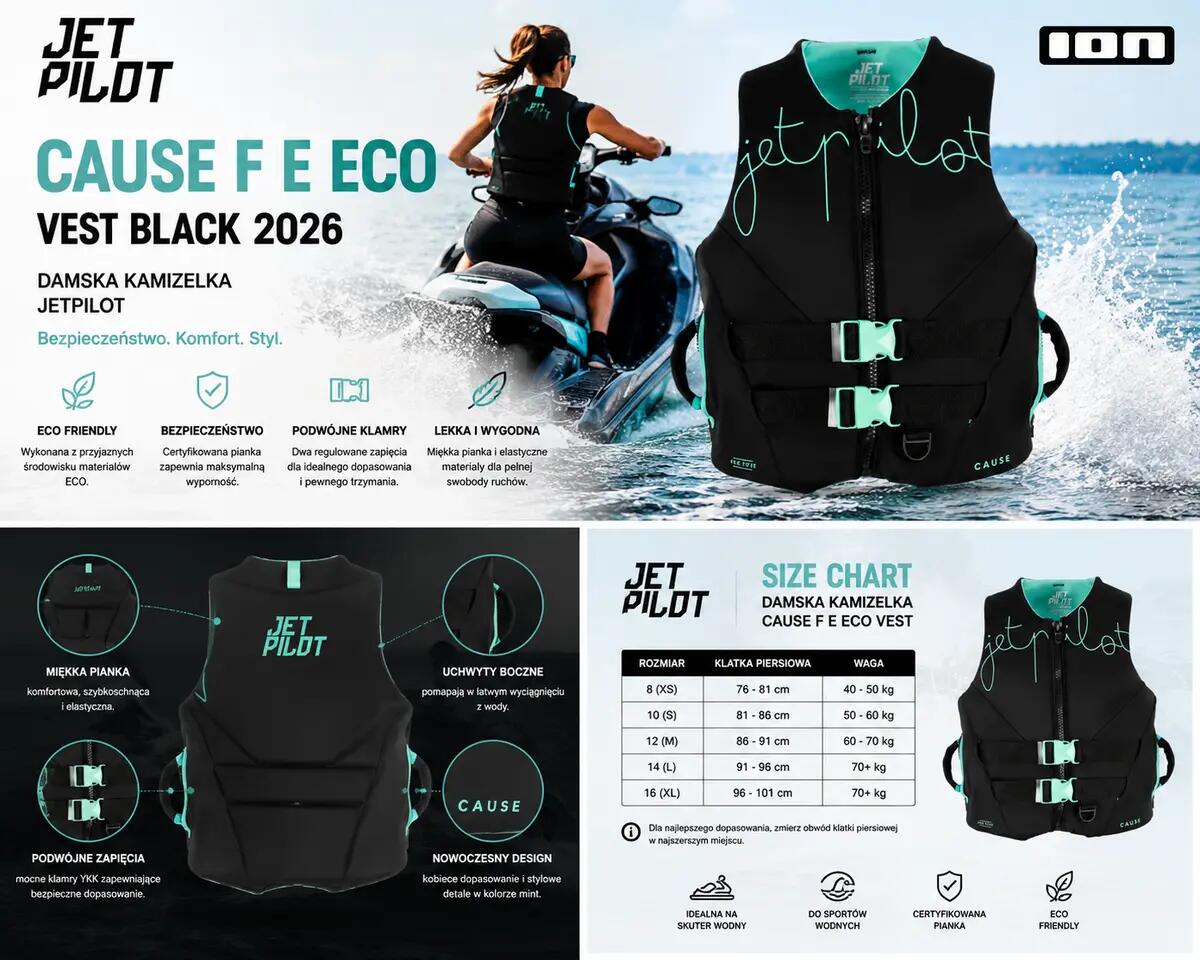 Kamizelka Jetpilot Damska Cause F E Eco Vest Black 2026 3/7