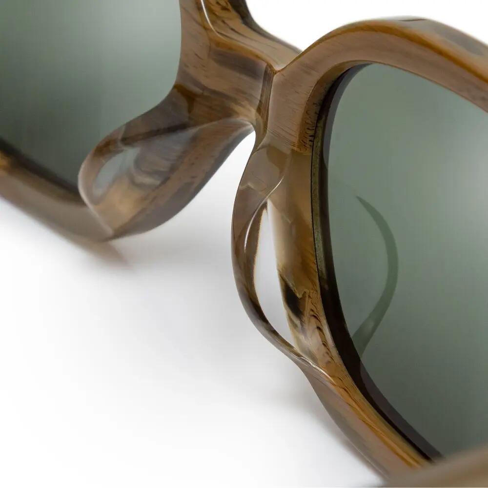 Occhiali da sole polarizzati rettangolari Uomo e donna Oblong Green Verde 5/6