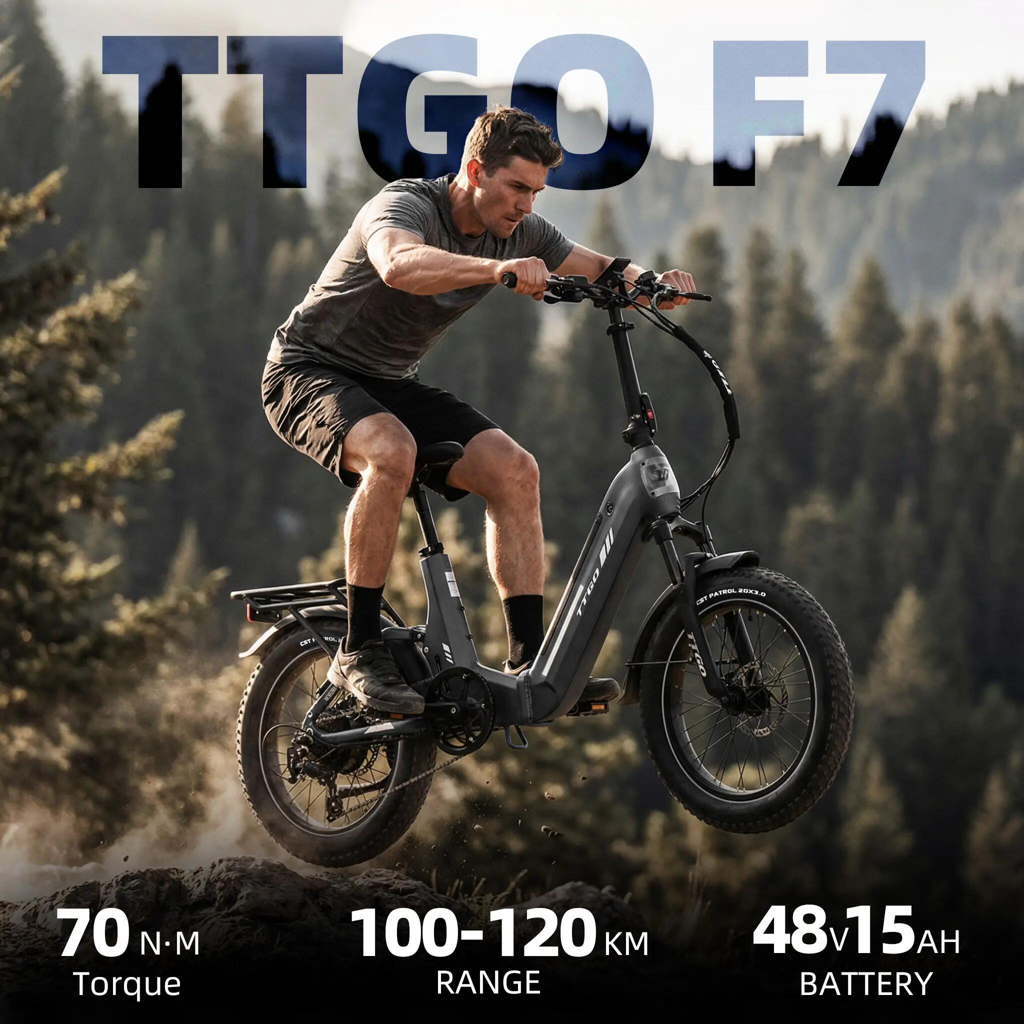 Elektrische fiets voor volwassenen TTGO F7 batterij 48V 15Ah banden 20 inch 6/15