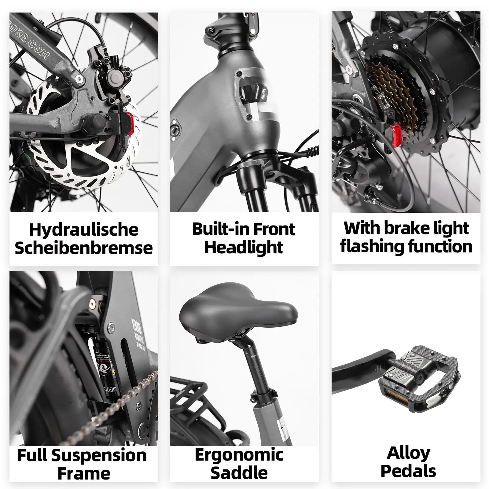 Elektrische fiets voor volwassenen TTGO F7 batterij 48V 15Ah banden 20 inch 13/15