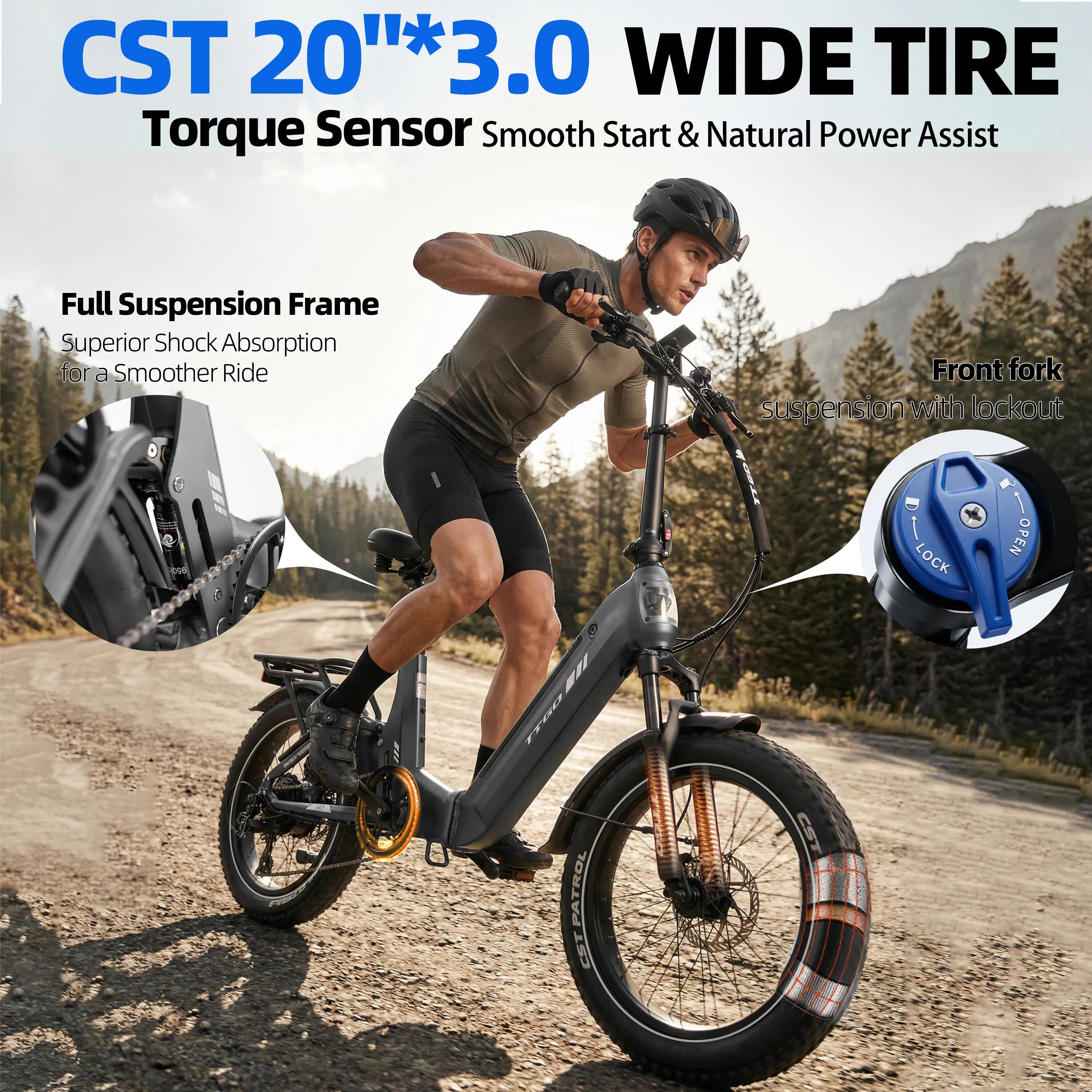 Elektrische fiets voor volwassenen TTGO F7 batterij 48V 15Ah banden 20 inch 11/15