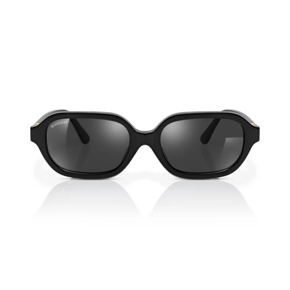 Lunettes de soleil polarisées rectangulaires Homme et Femme Oblong Total Black 3/6
