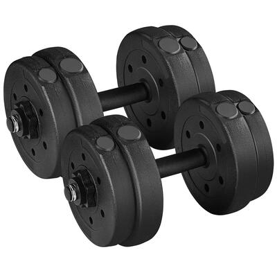 Set di 2 manubri regolabili da 15 kg per allenamento di forza a casa nero