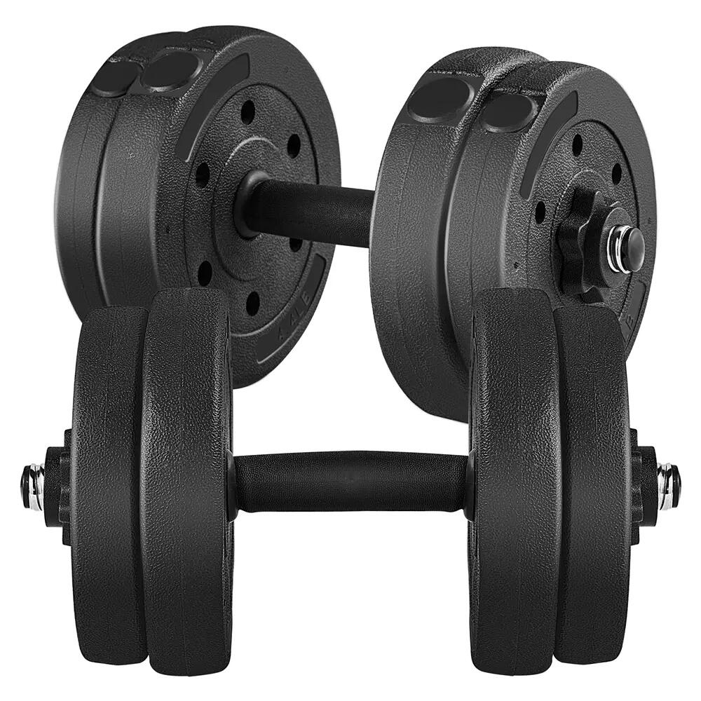 Set di 2 manubri regolabili da 15 kg per allenamento di forza a casa, nero 6/7