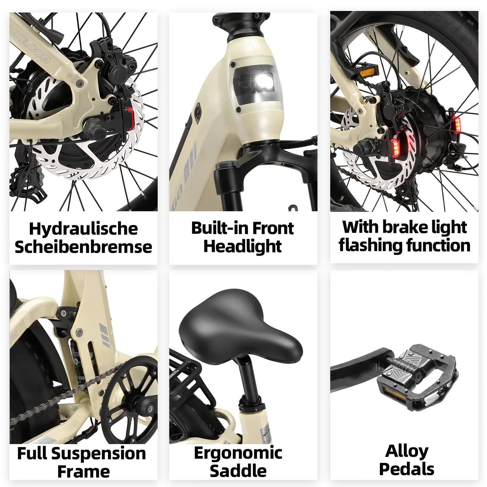Vélo électrique pour adultes TTGO F7 Batterie 48V 15Ah Pneus 20 pouces 14/15