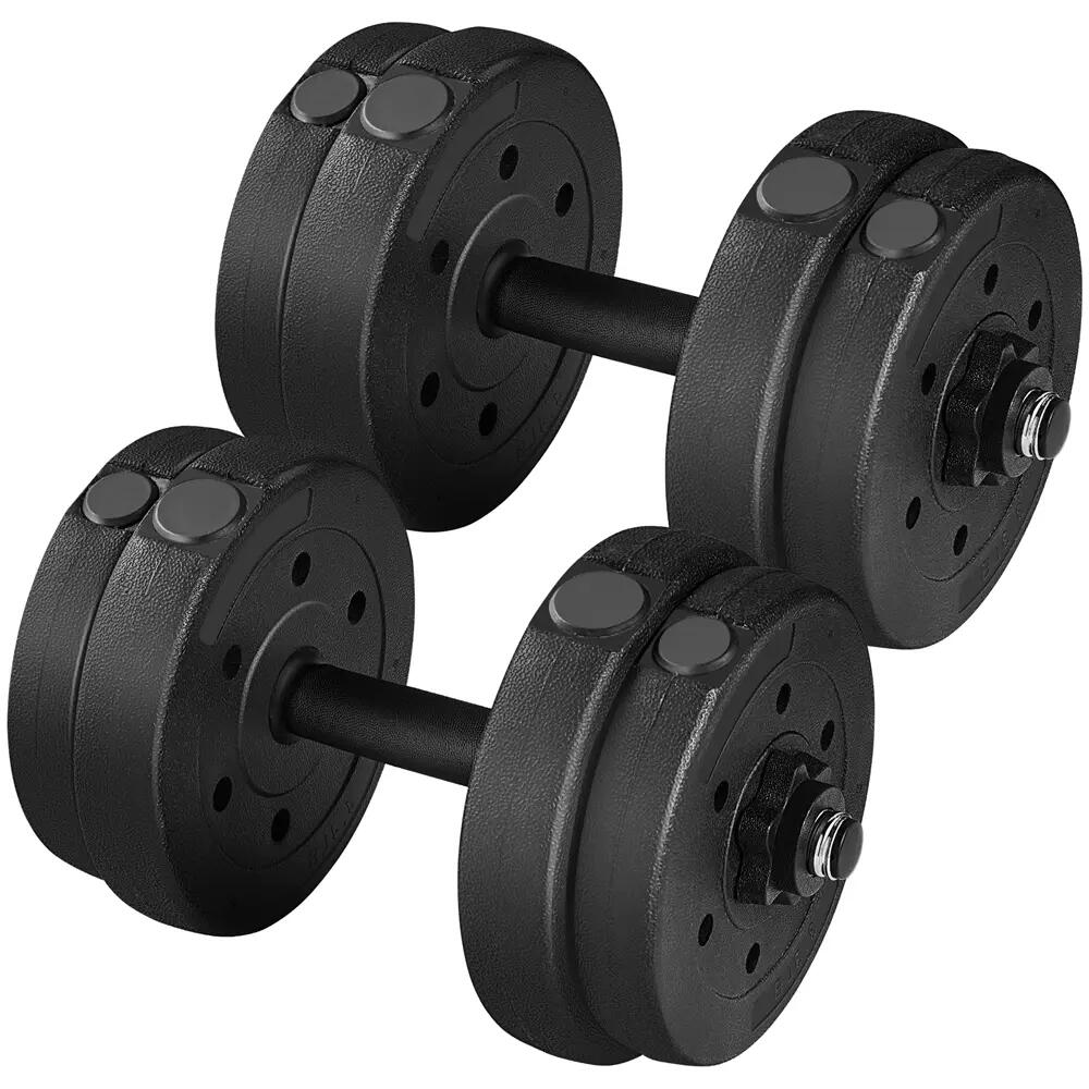 Set di 2 manubri regolabili da 15 kg per allenamento di forza a casa, nero 3/7