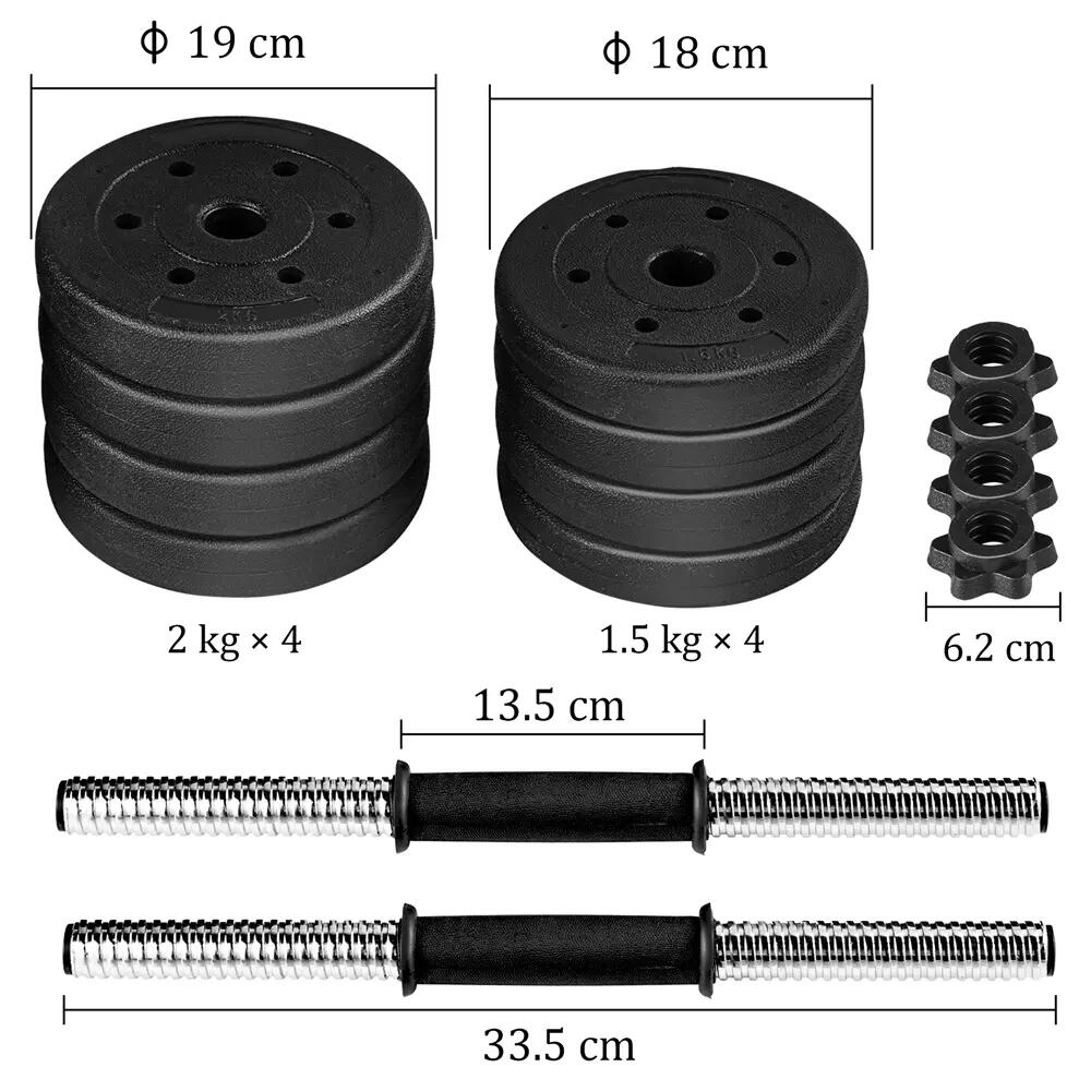 Set di 2 manubri regolabili da 15 kg per allenamento di forza a casa, nero 2/7