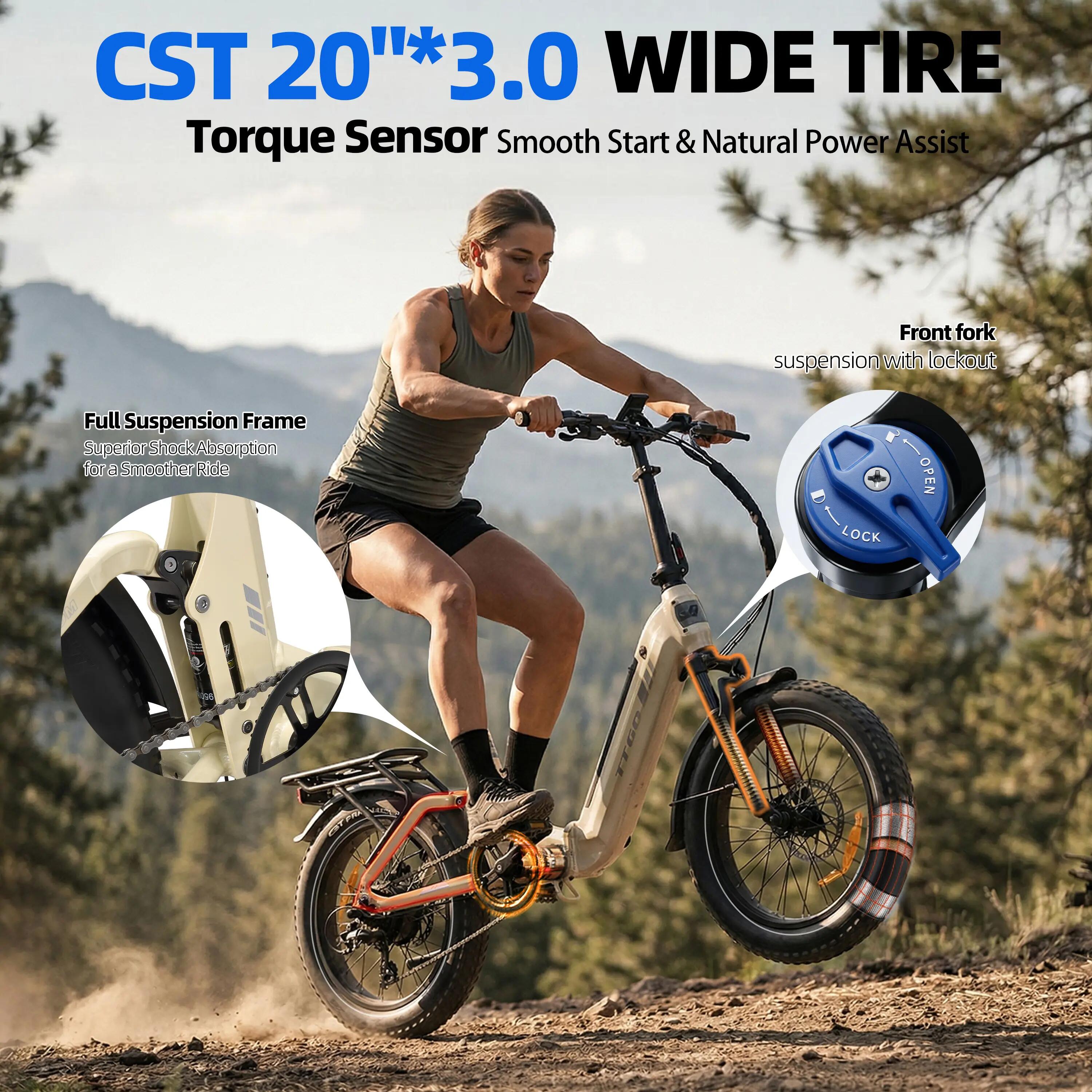 Vélo électrique pour adultes TTGO F7 Batterie 48V 15Ah Pneus 20 pouces 12/15