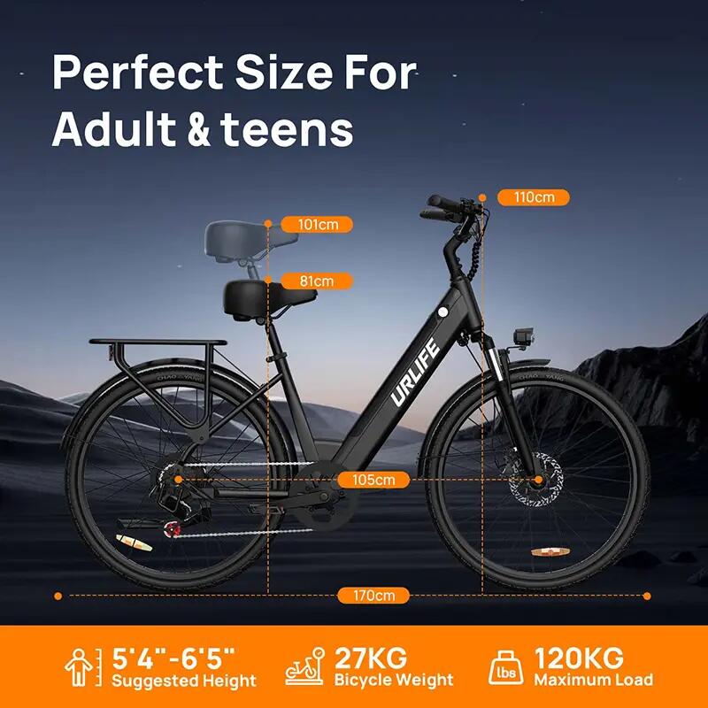 Bicicleta elétrica para adultos URLIFE E26 motor 250W bateria 48V 10.4Ah 13/13