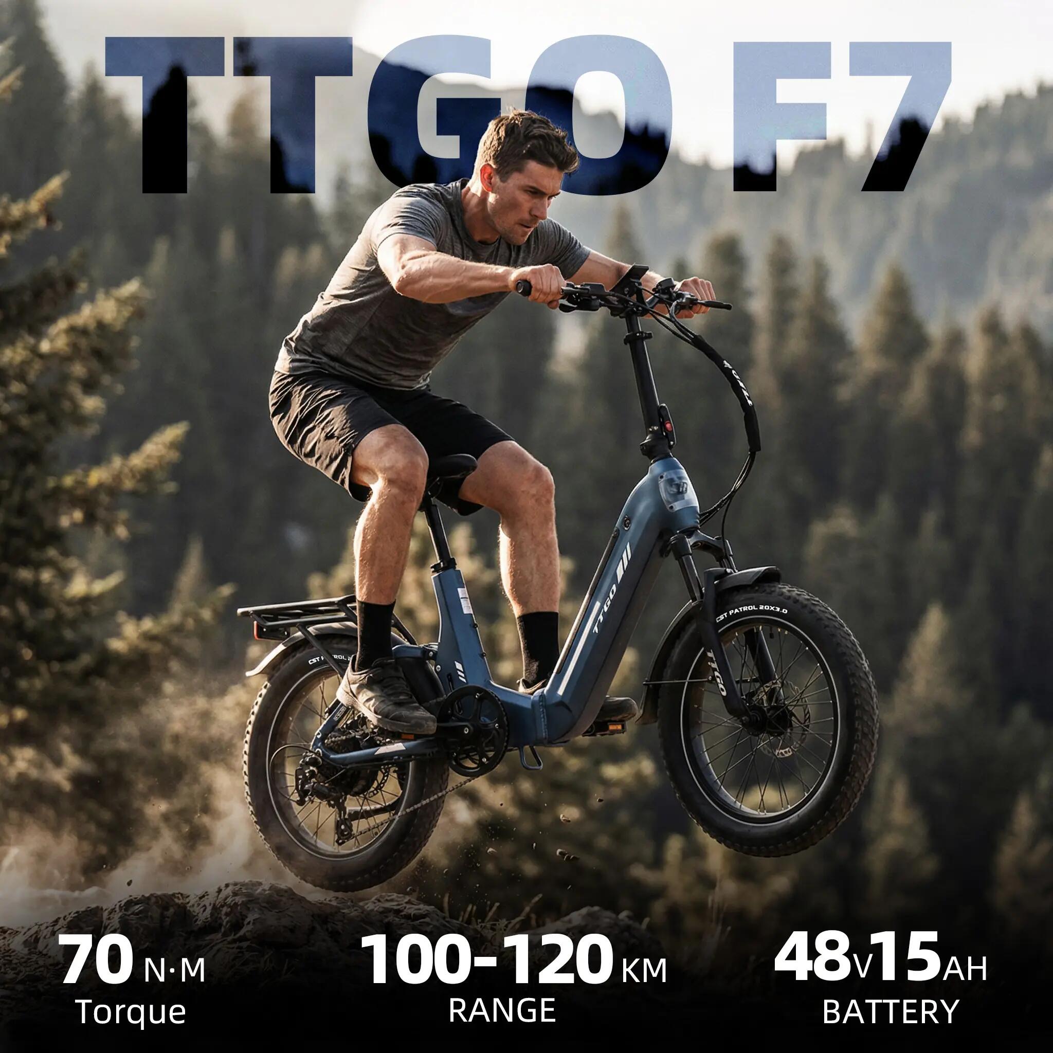 Bici elettrica TTGO F7 motore 250W batteria 48V 15Ah pneumatici 20 pollici 6/10
